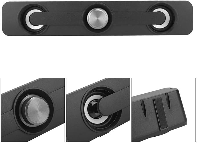 Hakeeta Computer Laptop SpeakerSupports 3.5mm Universal Speaker JackVolume Control Knob2 Speakers + 2 Bass VibrationPortable Easy to UseGreat Gift for Family Friend(Black)