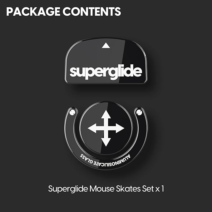 Superglide Glass Mouse Skates for Logitech G Pro X Superlight - Super Smooth Glide Polished Edge Durable Sole Compatible with G Pro Superlight 2 Gaming Mouse Upgrade (Type-S Black)