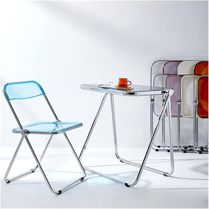 Adjustable Office Computer Chair with Armrest Dining Chairs Kitchen Folding Backrest Home Chair Transparent Furniture(White)