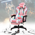 LED Gaming Chair with Speakers Ergonomic Video Game Chair Racing Office Chair PU Leather Recliner Computer Chair Swivel E-Sports Chair with Headrest Lumbar SupportPink