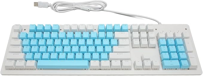 Computer Keyboard Gaming Keyboard Wired USB Connection 104 Keys for Office (Red Switch(Blue White Keycaps))