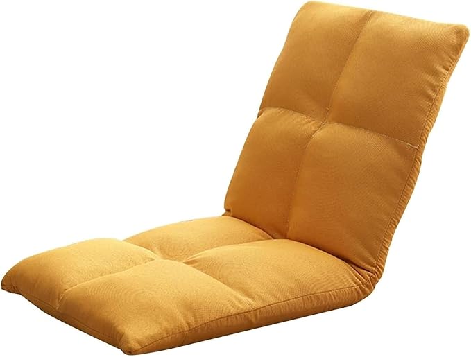 ELEFOCUS Folding Sofa Chair Folding Floor Chair 5 Levels Adjustable Detachable and Washable Lazy Chair for Bay Window Living Room(YellowLarge)