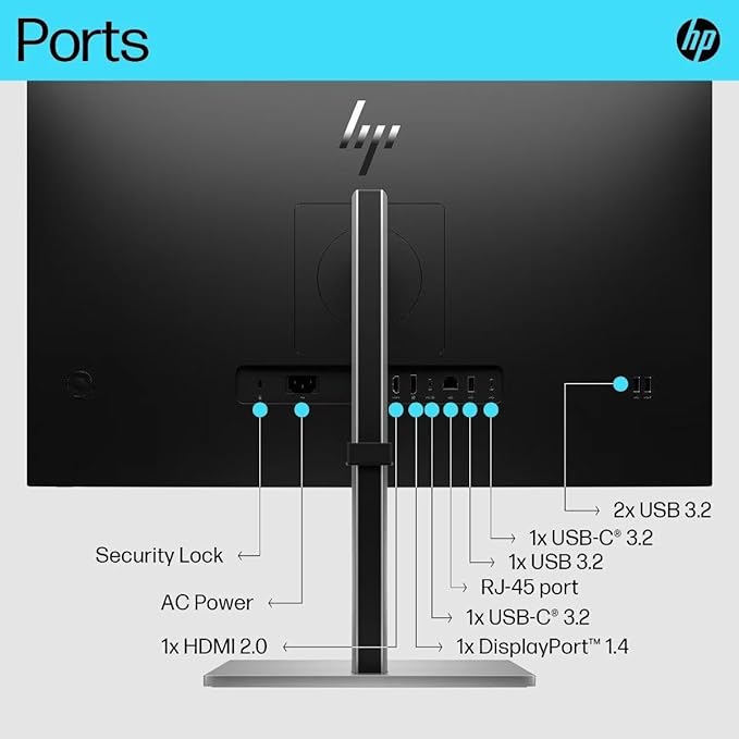HP E27k G5 27 4K UHD IPS USB-C Monitor with 5ms Response Time Anti Glare Flicker Free VESA Mount (100mm) Displayport HDMI Black/Silver Color(6N4C4AA#ABA) w/DKZ Hub &amp ErgoFlexy Single Mount