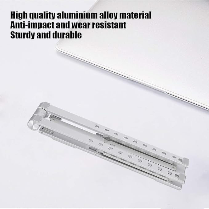 RS - Z83 Aluminium Alloy Notebook Cooling Stand Laptop Heat Dissipation Bracket Adjustable Height Ergonomic Design with Stable Base for Most Laptops Silver Desktop Accessories