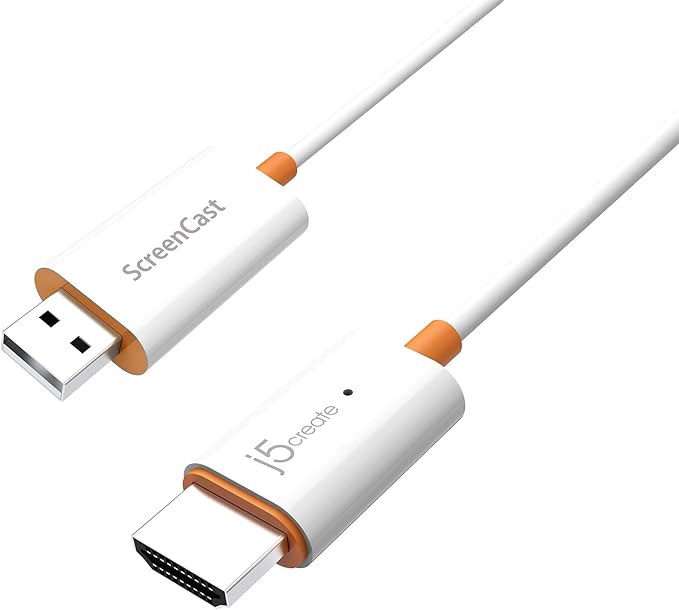 j5create ScreenCast HDMI Wireless Display Adapter Receiver - Mirror Phone Tablet Laptop to HDTV - Compatible with MiraCast AirPlay Android Windows 10 PC iOS iPhone Tablet (JVAW56)
