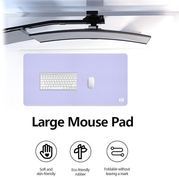 Light Purple 3XL Color Mouse Pad - Extra Large (48''x24'') Gaming Desk Pad with Nonslip Base and Stitched Edges - Durable and Waterproof Extended Mat