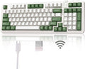 AUSDOM 98Pro Wireless Mechanical Keyboard Tri-Mode BT/2.4GHz/USB-C Hot Swappable Custom Gaming Keyboard with Backlit Gasket Structure Linear Switches for Windows/Mac/PC (Green&ampWhite 97keys)