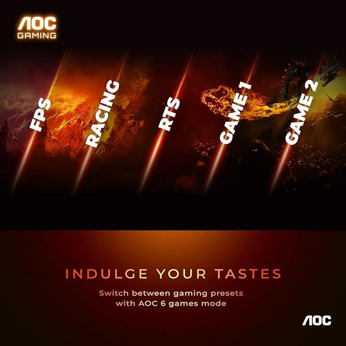 AOC C24G1A 24 Curved Frameless Gaming Monitor FHD 1920x1080 1500R VA 1ms MPRT 165Hz (144Hz supported) FreeSync Premium Height adjustable Black