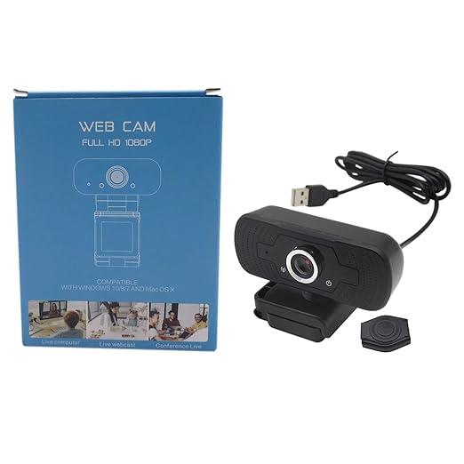 1080p Full HD Camera with 75 Degree Viewing Angle Laptop Mac Desktop Camera for Video Calls Plug-and-Play Video Calls Built-in Microphone