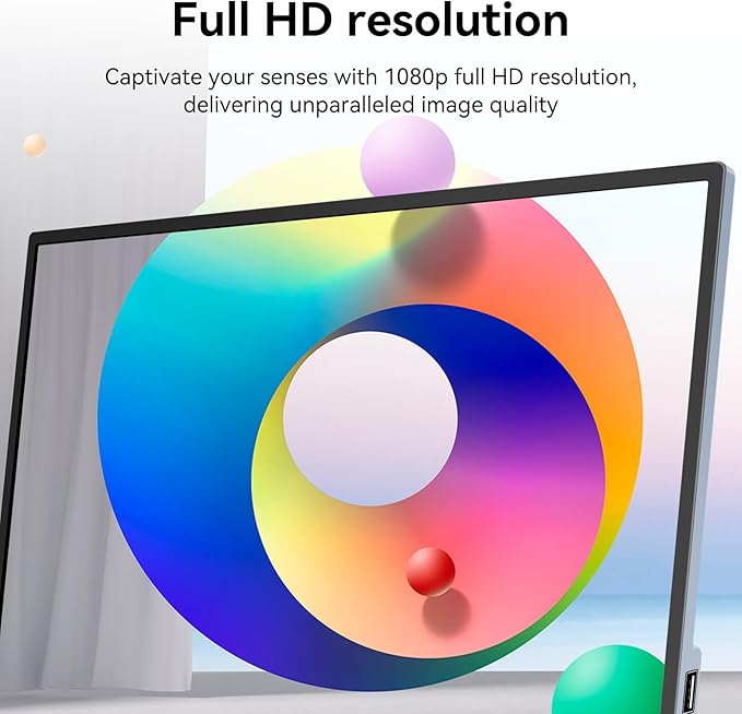Touchscreen Portable Monitor 15.6 inch 1080P Ultra Slim and Lightweight Bezel Less FHD IPS HDR Gaming Monitor with Built-in Speakers and VESA for Laptop Mac PC PS4/5 Switch
