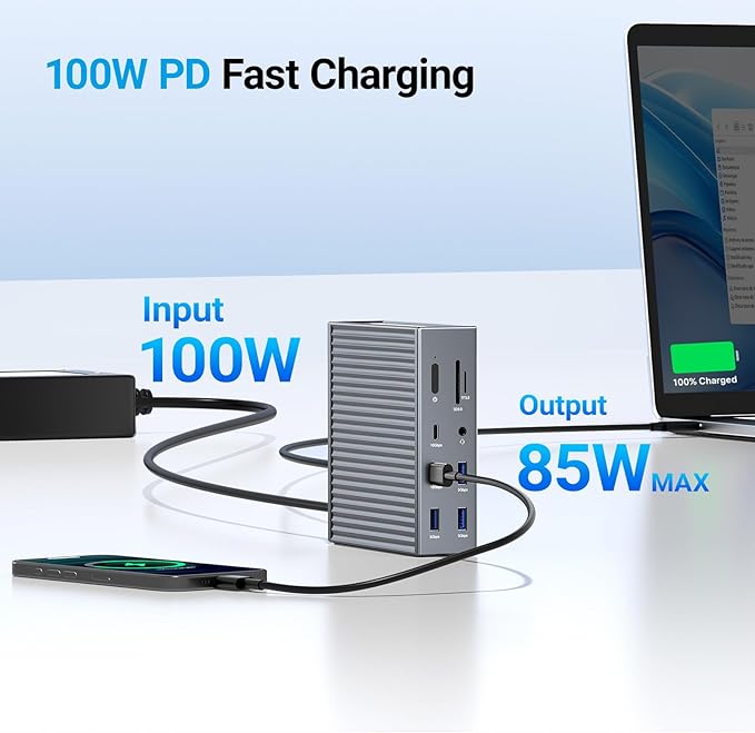 ACASIS USB C Docking Station Dual Monitor 16-in-1 Laptpop Docking Station with 2* HDMIVGA2.5G EthernetSD/TF10Gbps USB-C 3.13.5mm AudioPD100WUSBC Hub for Dell/Lenovo/HP/ThinkPad (Sliver)