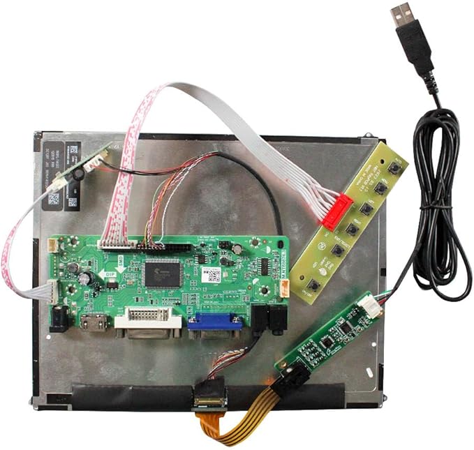 VSDISPLAY 9.7 Inch LCD Screen 1024x768 IPS Display with Resistive Touch Panel Supports/DVI/VGA Controller Board 68676