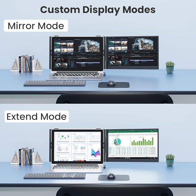 Hyangin Laptop Screen Extender 14-inch 2026 Upgraded Ultra-Slim 1080P Laptop Monitor Extender Ultra-Light Dual Screen Portable Monitor for 13-17.3 Laptops Compatible with Windows/Mac/Linux/Chrome