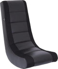 The Crew Furniture Classic Video Rocker Gaming Chair for Kids and Teens PU Faux Leather &amp Polyester Mesh Black/Black