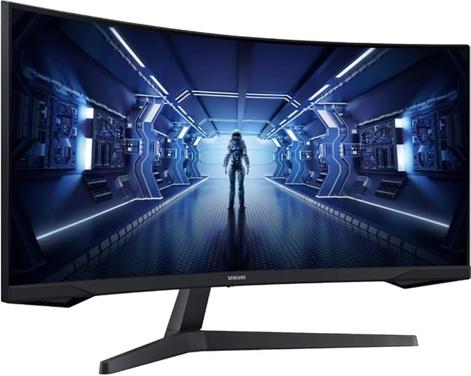 Samsung 34 Odyssey G Series WQHD Gaming Monitor FreeSync Premium 1000R UltraWide Curved 165Hz 1ms Black with GSF HDMI Cable