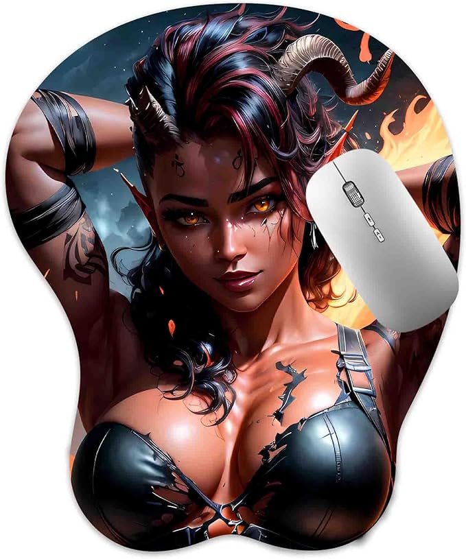 3D Mouse Pad Oppai Mousepad with Soft Gel Wrist Rest Anime Manga Gaming Boob pad Anti-Slip Mouse Mat （Karlac）