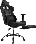 Gaming Chair for Adults - 250lbs Capacity Video Game Chair with Footrest &amp Lumbar Support Ergonomic 360° Swivel Height Adjustable Office Gamer Chair Heavy-Duty PU Leather (Black)