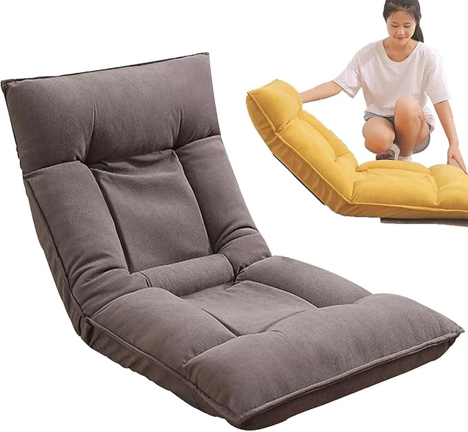 BTZHY Floor Chair Folding Floor Chair with Back Support - Multi-Level Adjustment for Men and Women - Single Sofa Folding Floor Chair(Dark Gray)