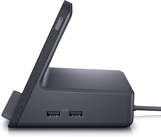Dell Dual Charge Dock HD22Q - Fabric Wrapped Charging Stand Type-C Connector Qi Enabled Charging Wake-on-Dock Smartphone Rest Power Button LED - MagnetiteBlack