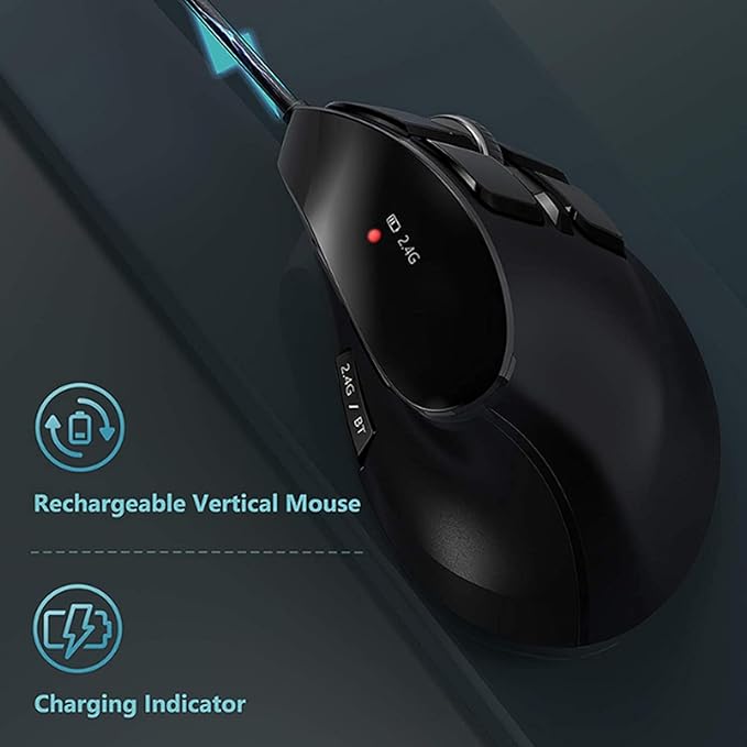 Zopsc Ergonomic Mouse Bluetooth 2.4G Double Mode DPI 1000 1600 2400 Ergonomic Vertical Mouse with Silent Click for Laptop PC Desktop