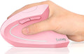 Lekvey Ergonomic Mouse Vertical Wireless Mouse Rechargeable 2.4 GHz USB Optical Carpal Tunnel Mice : 800/1200 / 1600 DPI 6 Buttons for Laptop PC Mac Computer Desktop Notebook etc Pink