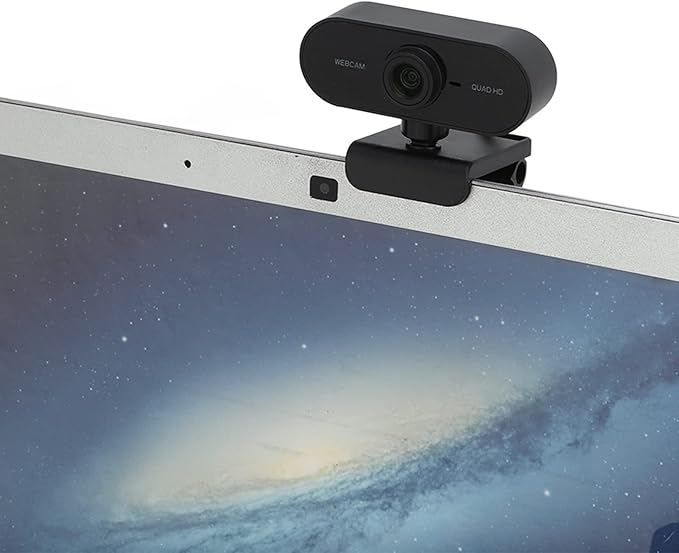 Webcam 1440P USB 2.0 Desktop Camera with Built - in Noise Cancelling Microphone Tripod Mounting Protective Cover - Plug and Play Wide Angle Ideal for PC and Laptop