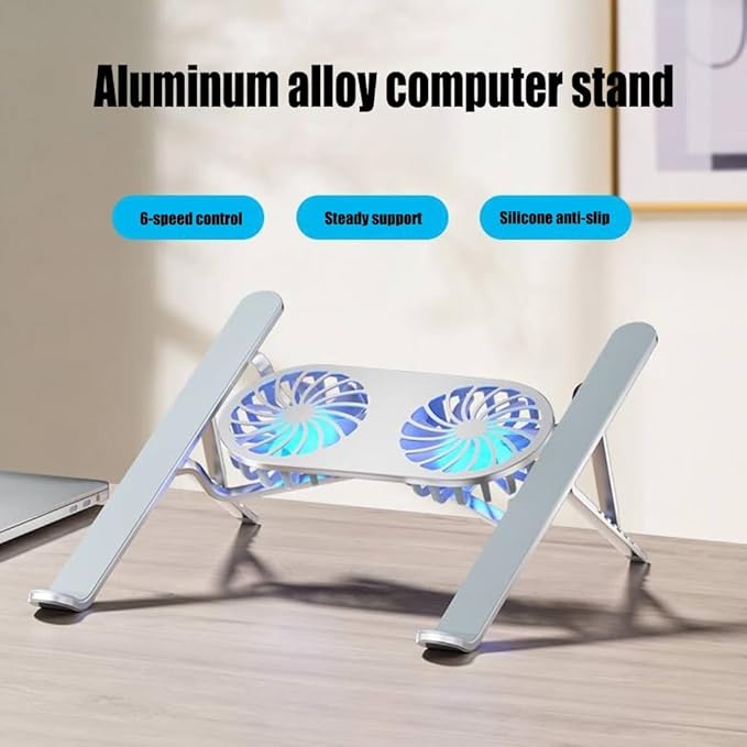 Portable Laptop Cooling Pad Radiators Stand with 6 Adjust Height Keep Your Notebook Cool and Stable Performances