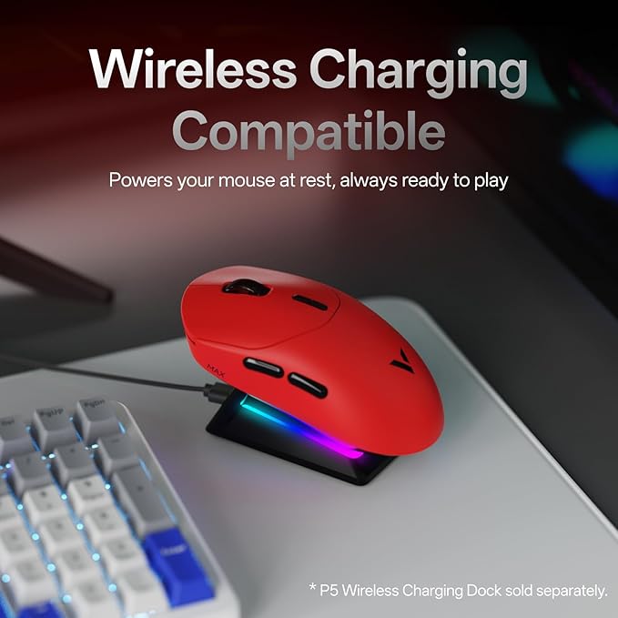 Rapoo VT2 MAX Wireless Gaming Mouse True 8K Wireless Polling Rate 53g Lightweight Up to 750 Hr Battery Nordic nRF54L15 MCU 120-Million Optical Switch 10 Programmable Buttons Macro Enabled