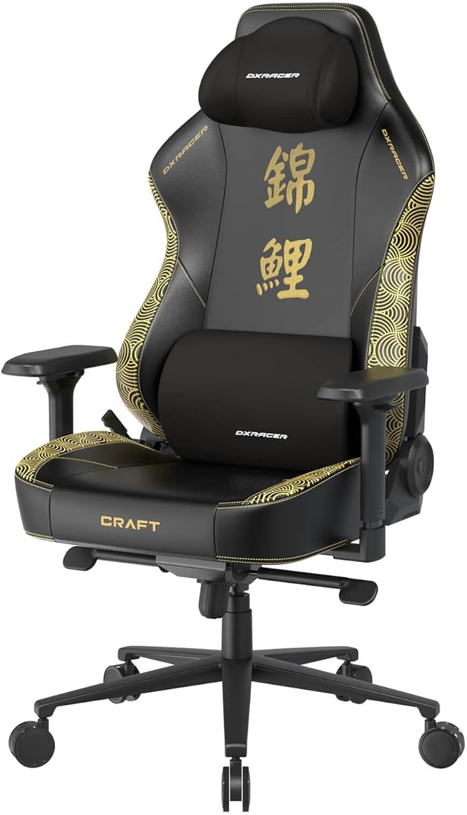 DXRacer Craft L Video Gaming Chair for Adults Ergonomic Office Reclining Computer Chair with Magnetic Head Pillow and Lumbar Support Racing Style Height Adjustable (EPU Leatherette KOI)