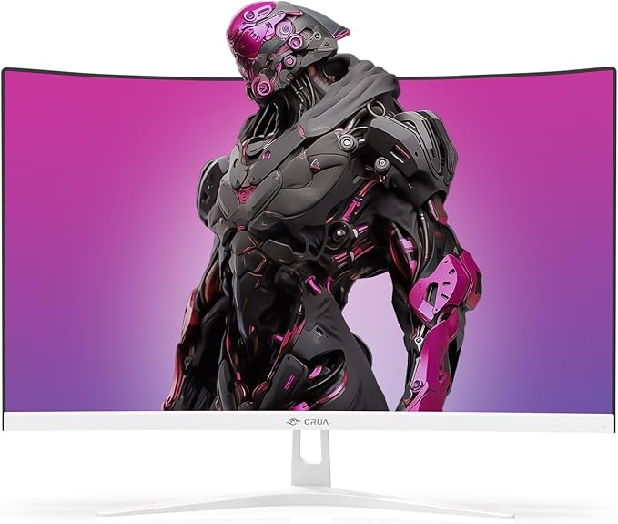 CRUA 27 Curved Gaming Monitor FHD 1920x1080P 165Hz/200Hz Computer Monitor 1800R VA Screen 120% sRGB Support AMD FreeSync Blue Light Filter HDMI &amp DP Wall Mount Install- White