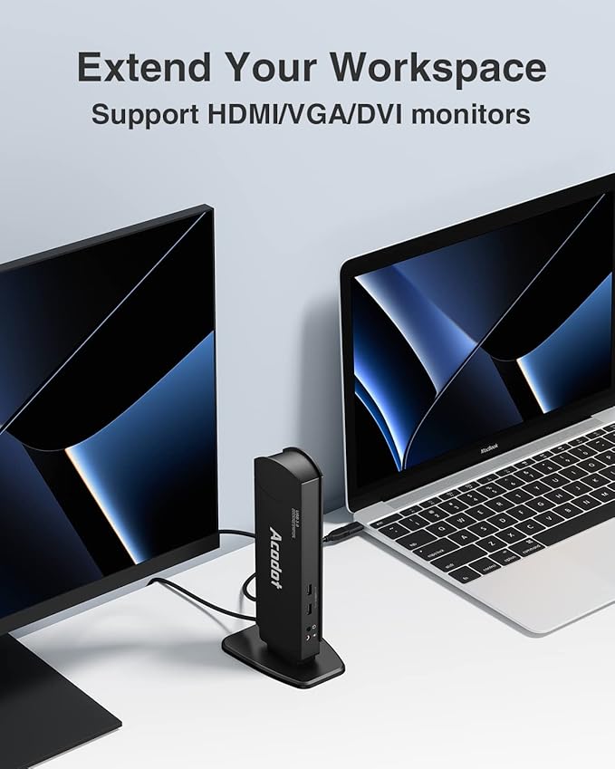 USB 3.0 Universal Docking Station Acodot 13 in 1 Laptop Docking Station Dual Monitor for Windows and Mac USB C Docking Station with HDMI VGA DVI 6X USB 3.0 Gigabit Ethernet Audio