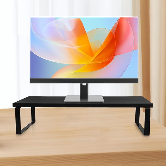 Veemoon Sturdy Desktop Monitor Riser Stand Black Computer Stand with Abrasion Resistance Smooth Edges Ergonomic Eye-Level Height for Laptop and Monitor Organization