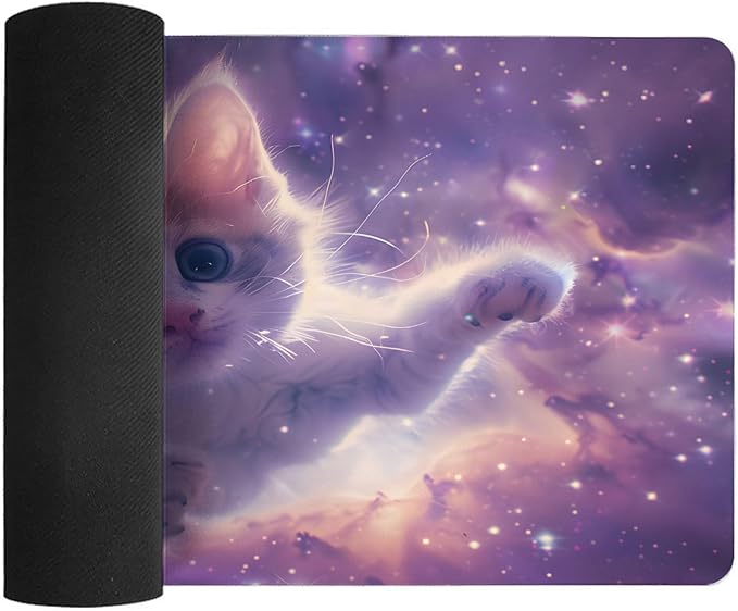 XXL Gaming Mouse Pad Animal Galaxy Cat XXL Gaming Mouse Pad Large Desk Mat Protector for Desktop Anti-Slip Rubber Extended Computer Keyboard Mat Writing Pad for Work Office 15.7 * 35.4 inB-1770
