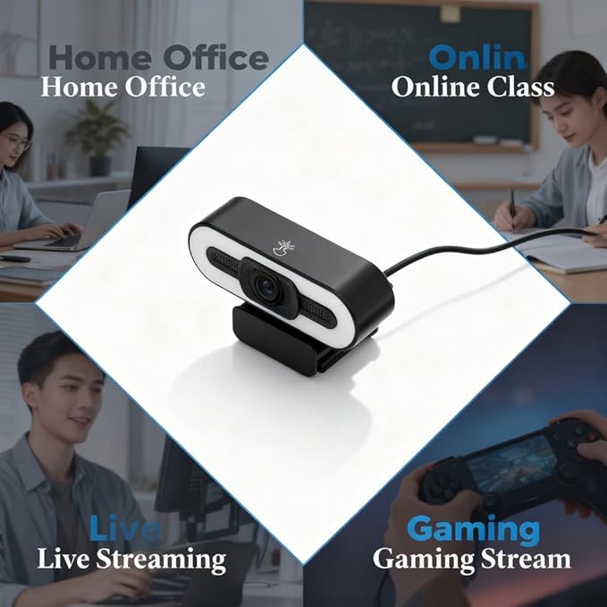 Web Camera 1080P HD with Auto Focusing Noise Reduction Easy Installation for Desktop and Laptop - Full HD Clarity Plug and Play Ideal for Video Conferencing and Webinars
