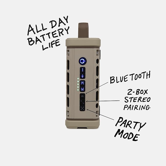 Turtlebox Ranger: Loud! Outdoor Portable Bluetooth 5.4 Speaker | Rugged Waterproof Ultra-Portable | Plays to 105db Deep Bass Shockproof Unlimited Pairing for Full Stereo Experience Tan