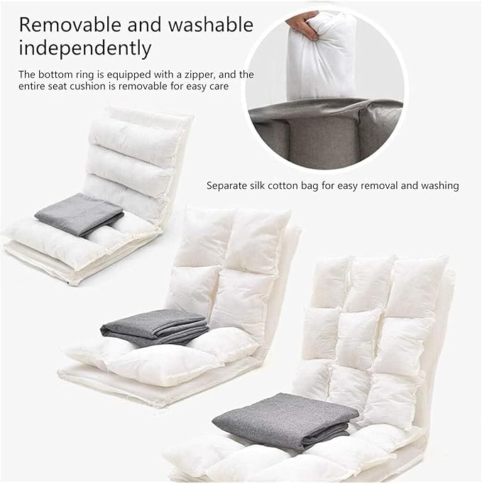 ELEFOCUS Folding Sofa Chair Folding Floor Chair 5 Speed Adjustment Bed Cushion Chair with Backrest for Balcony Bedroom(Brown)