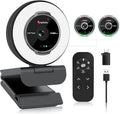 Angetube Streaming Webcam with Microphone: 1080P 60FPS USB Web Cam with Ring Light and Remote Control - HD Web Camera with 5X Digital Zoom Built in Privacy Coverfor PC|Computer|Laptop|Mac|Desktop