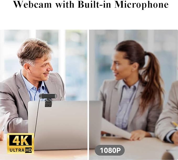 GIZNXBA Full HD Webcam with Built-in Microphone Plug &amp Play USB Webcam 125° Wide Angle Camera Privacy Cover for Desktop PC Or Laptop Computer Streaming(Black A1080P)