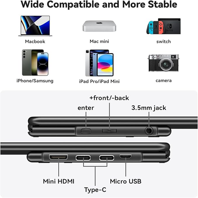 EHOMEWEI Q1g Pro 260Hz QLED 2.5K Portable Gaming Monitor 15.6 400Nit Brightness 16:9 Display 2560 * 1440 100% DCI-P3 for Working/Gaming/Travel Phone/Switch/Windows MacOS