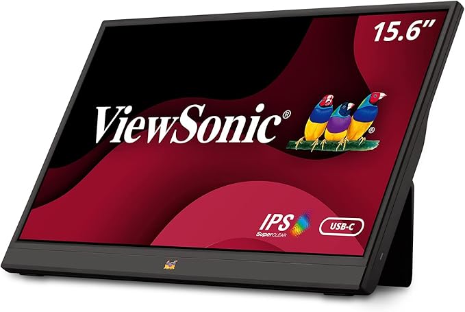 ViewSonic VA1655 15.6 Inch 1080p Portable IPS Monitor with Mobile Ergonomics USB-C and HDMI for Home and Office (Renewed)