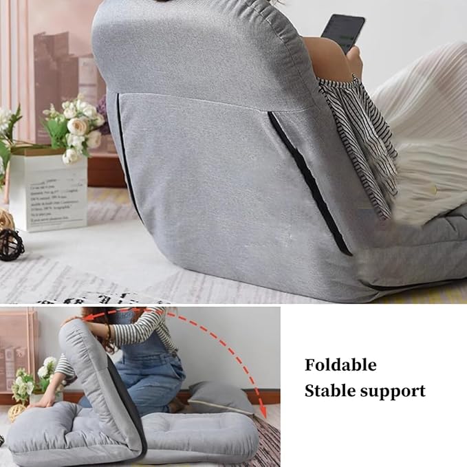 ELEFOCUS 5-Position Indoor Adjustable Floor Chair for Reading Folding Floor Gaming Chair with Back Support(/Pink)