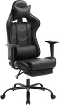 Gaming Chair with FootrestErgonomic Office ChairAdjustable Swivel Desk ChairReclining Computer Chair with Lumbar Support and HeadrestRacing Style Video Gamer ChairBlack