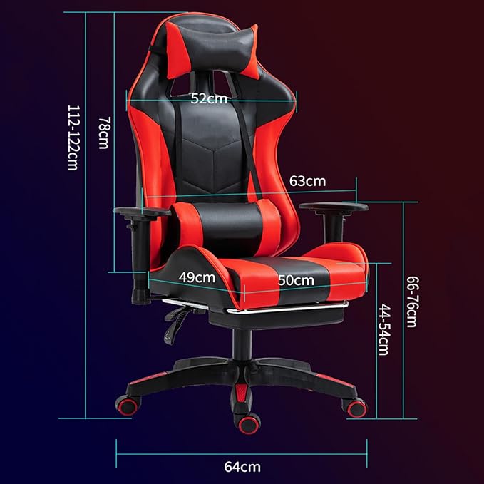Gaming Chair Computer Chair with Footrest and Lumbar Support Height Adjustable Office Chair High-back Ergonomic Video Game Chairs with Swivel Seat and Headrest for Office Or GamingOne Size Black