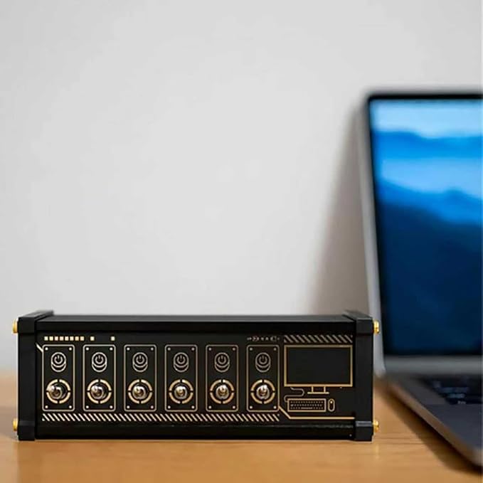 COYEUX 6 Port USB Switcher USB Docking Station Independent Control Button Switch Retro Gold Plating Table Setting Share USB Devices Ideal Gift for Boyfriend