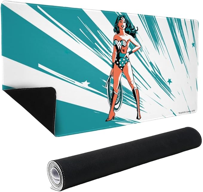Wonder Woman Flashing Lights Large Gaming Mouse Pad Desk Mat with Stitched Edges Non-Slip Base for Gamer Home and Office 31.5 x 15.7