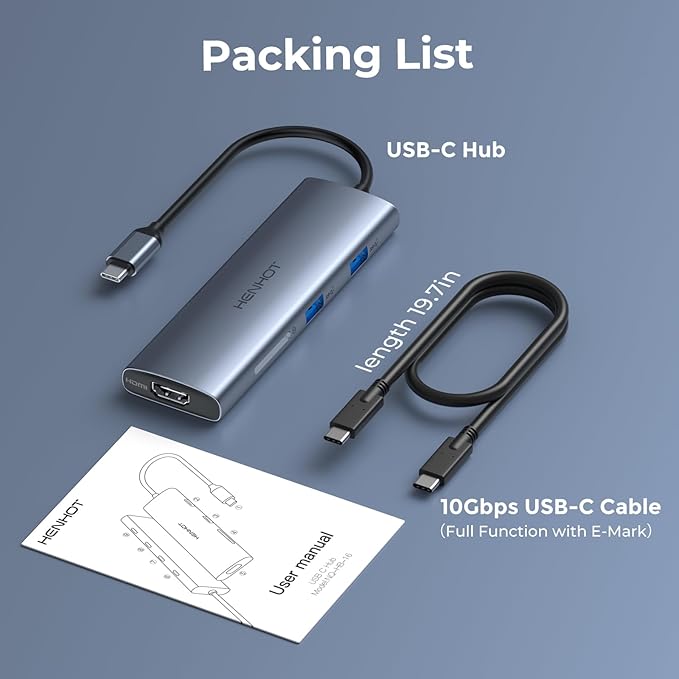 Versatile USB C Video Hub 3 Monitors Docking Station with DP Alt Dual 4K@30Hz HDMI 100W PD 10Gbps*6Ports SD 4.0 Laptop Docking Station for Dell HP ASUS Steam Deck Rog Ally Legion GoSamsung