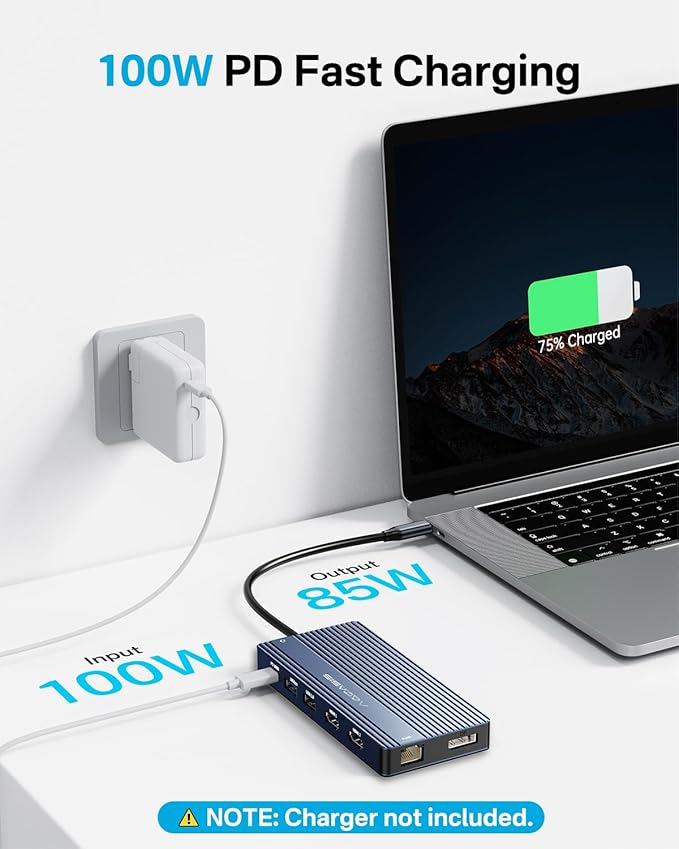 USB C Hub 14-1 USB C Docking Station Dual Monitor with 2 HDMI+DP(4K60Hz) Ethernet 3 USBC 10Gbps100W PD SD/TF 3.0 Audio Laptop Docking Station for MacBook/Dell/HP/Lenovo ThinkPad/Surface (Grey)