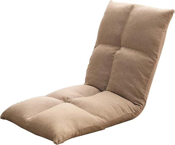 ELEFOCUS Folding Sofa Chair Folding Floor Chair 5 Levels Adjustable Detachable and Washable Lazy Chair for Bay Window Living Room(KhakiSmall)