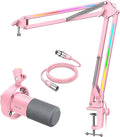 FIFINE Dynamic Microphone RGB Mic Arm &amp XLR Cable Set Studio Podcast Mic with Mute Adjustable Desk Mic Stand with 3/8-5/8 Adapter 5.9ft XLR Cable and for Streaming Recording-（K688P+BM38P+L9