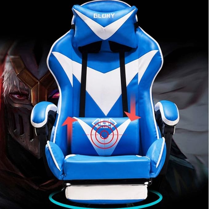 ChairsLeather Gaming Swivel ChairZero Gravity ChairHigh Back Computer ChairAdjustable Recliner Office Chair with Headrest and Lumbar/Black and White
